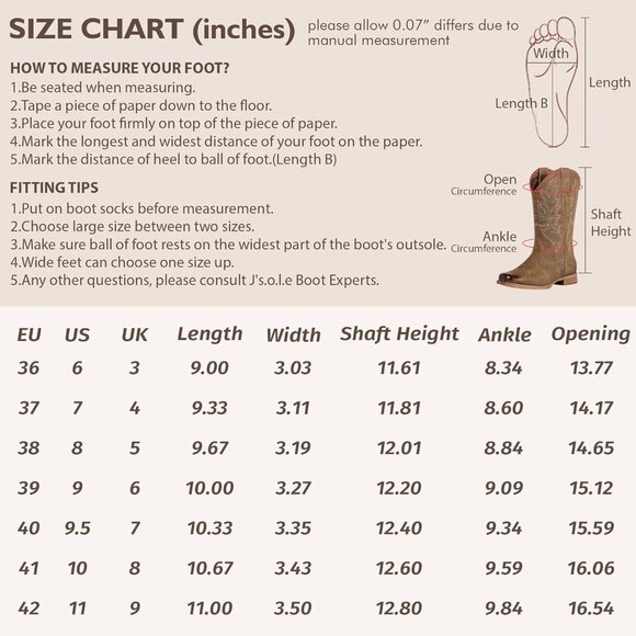 Women's Brown Square Toe Mid Calf Pull On Fashion Embroidered Western Boots - Picture 9 of 9